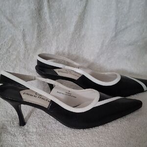 Black and White Slingback Heels